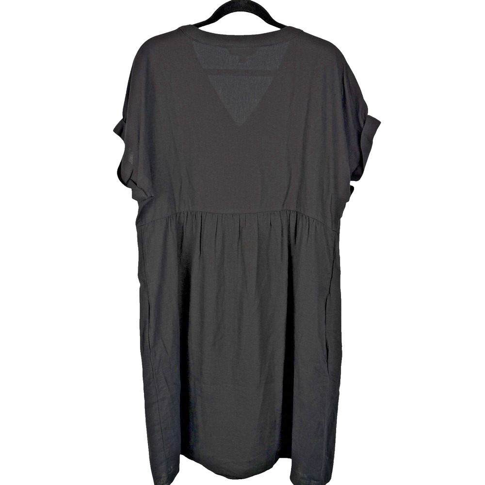 Briggs Black Linen Blend Popover Dress Womens Black Large Vacation Summer Resort - Picture 2 of 9
